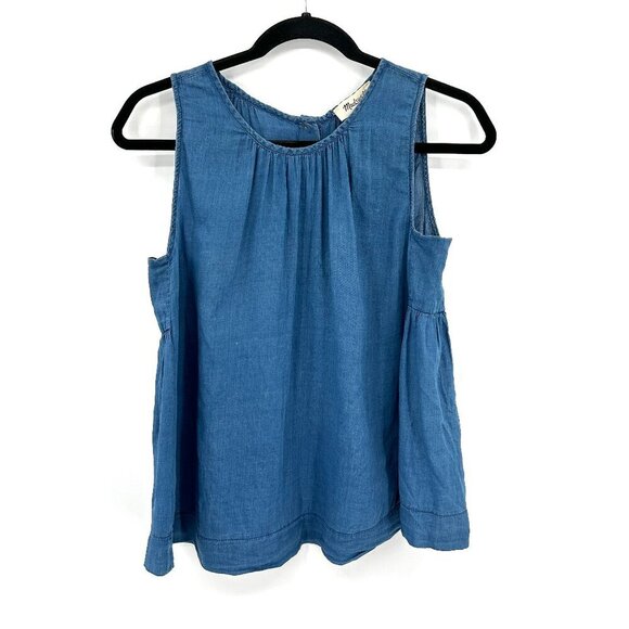 MADEWELL Blue Chambray Lightweight Riverback Button Back Sleeveless Blouse XS - Picture 4 of 7